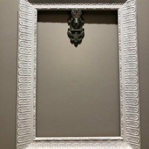 Solid Wood Wall Hanging Photo or Art Work Frame - Farmhouse White over Gray base